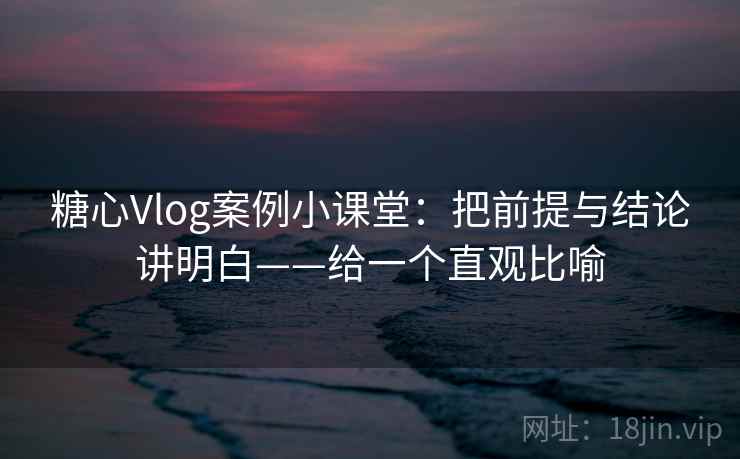 糖心Vlog案例小课堂：把前提与结论讲明白——给一个直观比喻